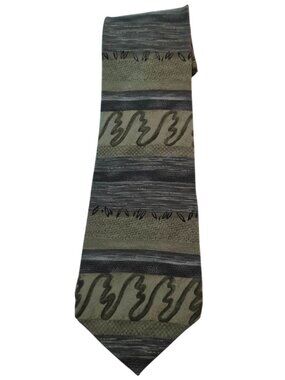 Vintage Cocktail Colors 100% Silk Tie Abstract Wave & Striped Pattern